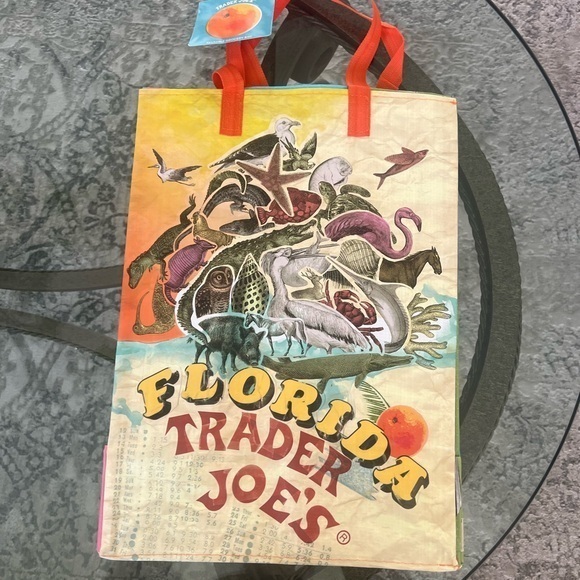 Other - Trader Joe's Florida Tote Bag with Orange Handles